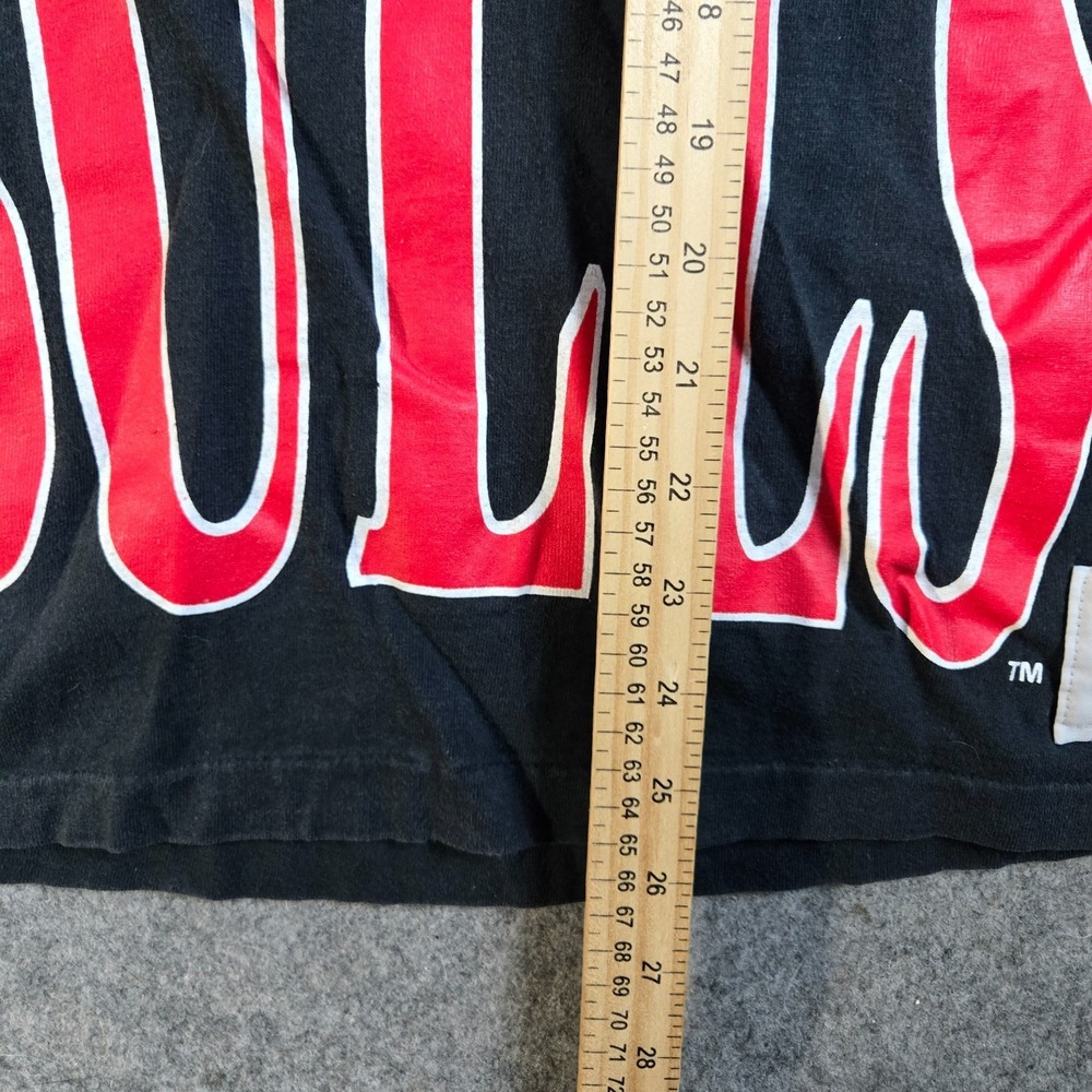 Vintage 90s Chicago Bulls Tank Top Size Medium Black Spellout Nutmeg Shirt - Picture 9 of 10